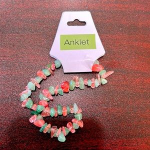 10in Melting and Green Agate anklet